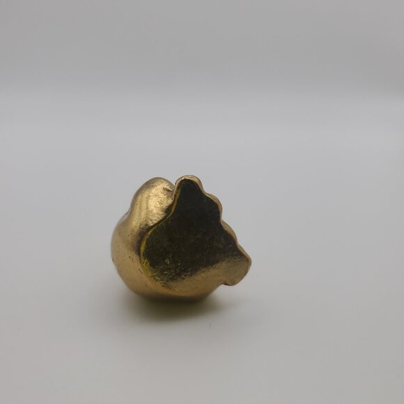THAT FACE! SOLID BRASS Frog Toad Miniature Figurine Collectible Rustic Gold Cute - Picture 4 of 5